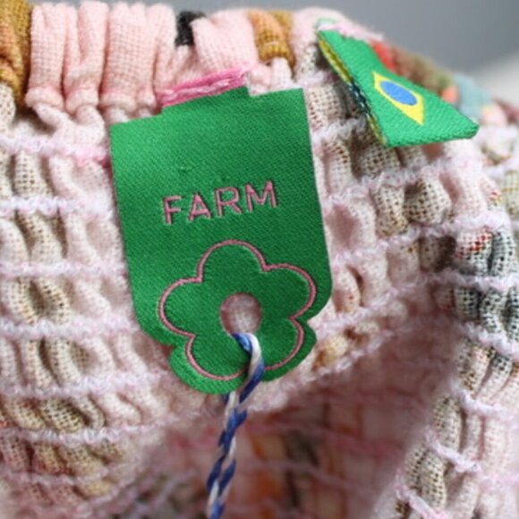 Farm Rio Pink Samba Dos Coqueiros Printed Linen Crop Top Size Medium NWT - Picture 5 of 12